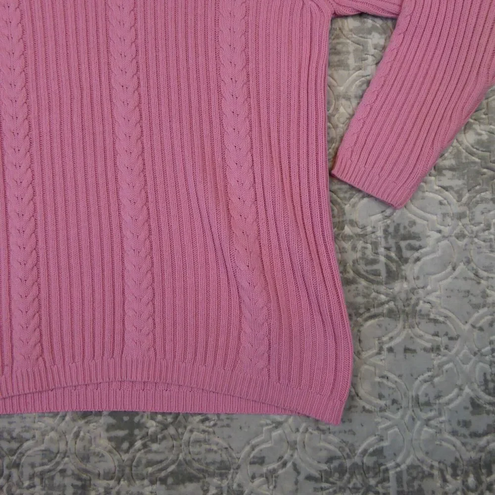 Vintage Partners by Mervyn's Sweater  Women's Large Pink Cable Knit Pullover